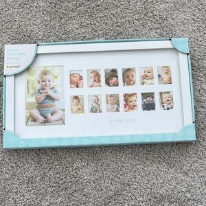 Pearhead Baby's First Year Photo Frame - White and Blue